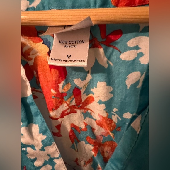 N Natori Caften Medium Blue Floral Lounge Dress Swim Cover Up - Picture 3 of 5